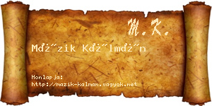 Mázik Kálmán névjegykártya